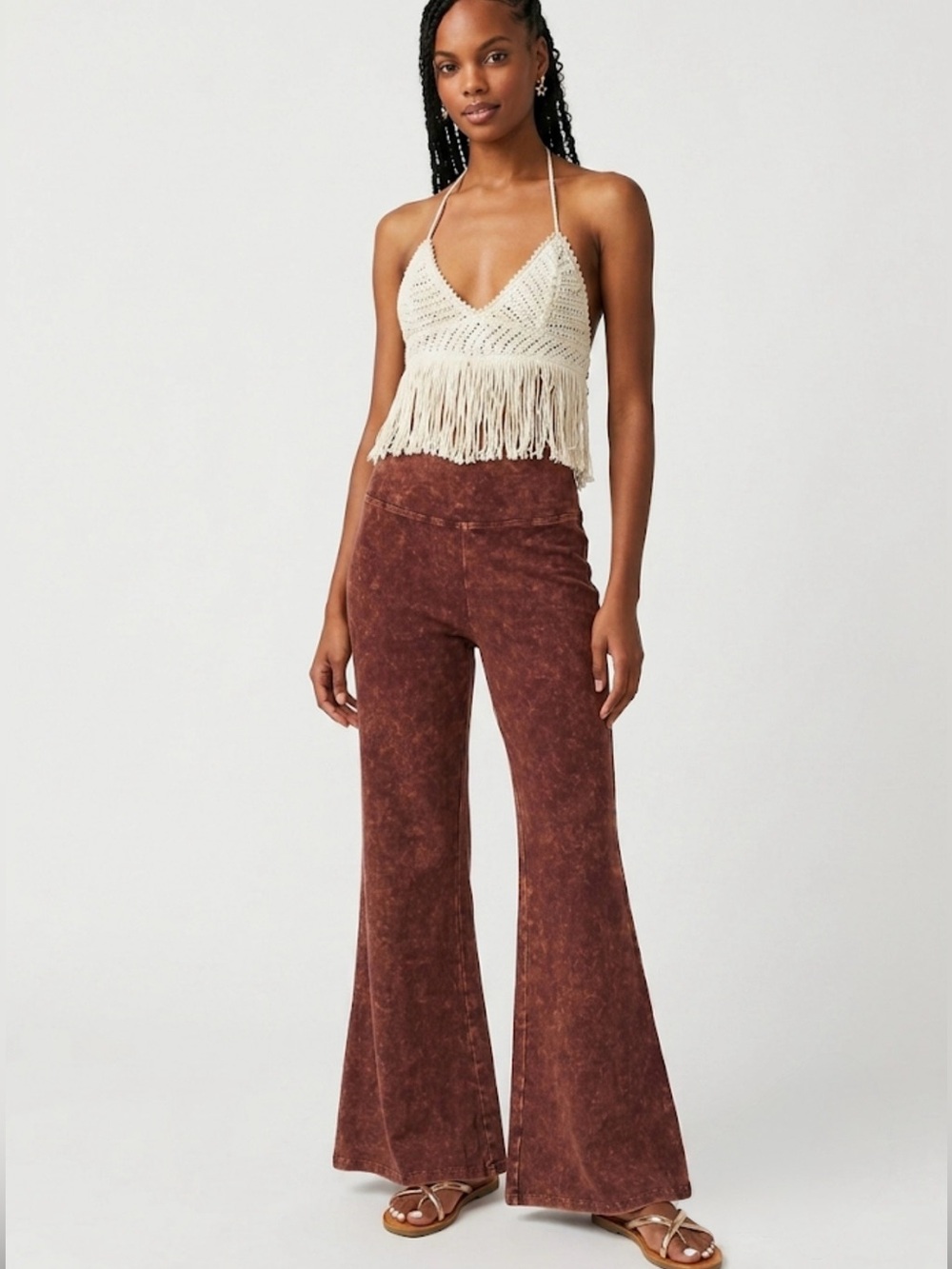 Zenana Signature Mineral Acid Wash Bell Bottom Flare Pants High Waist Stretchy M - Picture 8 of 8
